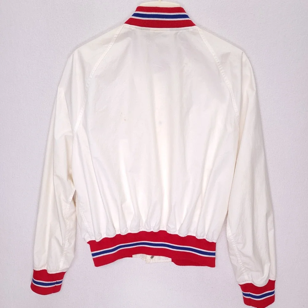 Polo Ralph Lauren‎ Vintage Mens M White Varsity Bomber Jacket Crest Logo